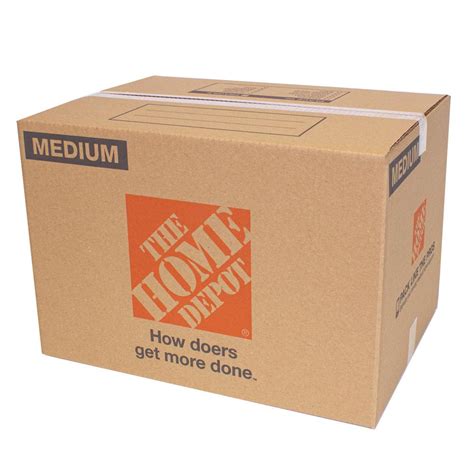 Home depot medium box - Box Size. Length x Width x Depth. Item Description. 1. Medium. 25.25 in x 5.9 in x 25.9 in. The Home Depot 25 in. L x 6 in. W x 26 in. D Heavy Duty TV Box and Picture Moving Box. 